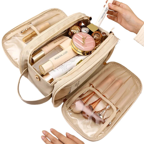 The Atelier Vanity — luxury cream travel cosmetic bag